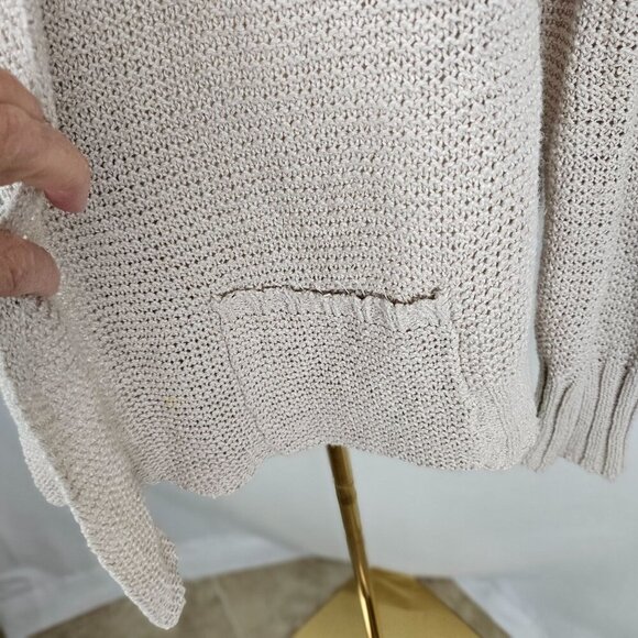 Eileen Fisher Open Front Cardigan XL Beige Knit Linen Cotton Lightweight Sweater - Picture 4 of 9